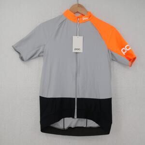 NEW POC Men's Small Essential Road Cycling Mid Jersey Shirt Gray Orange